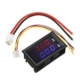 Strommessbereich: DC 0 - 10 A ILS - Mini-Digital-Voltmeter Amperemeter DC 100V 10A Panel-Amp Volt Spannung Strom-Meter Prüfvorrichtung 0,56 Blau Rot Doppel-LED-Display\