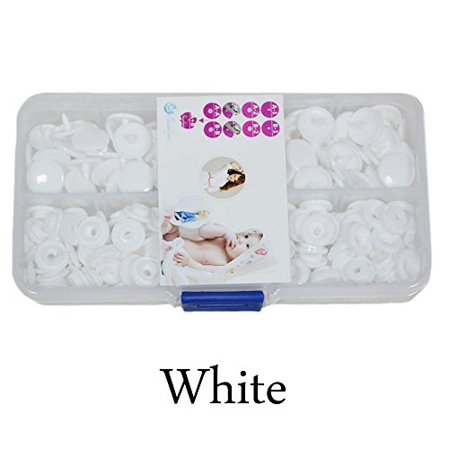 Seawhisper Starter Pack of 50 Complete Snaps/T5 Plastic Snap Fasteners Sets for Sewing Cloth Diaper/Bibs/Unpaper Towels/Nappies/Buttons/Mama Pads - A54 White