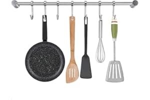 LYTIVAGEN Küche Hakenleiste Edelstahl Küchenleiste Küchenreling Hängeleiste mit beweglichen 7 Haken Küchenhelfer Küchenstange mit Haken Hängeleiste Küchenutensilienhalter für Küche Bad Wohnzimmer