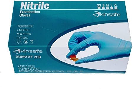 Nitrile Disposable Gloves - Powder Free - Latex Free - Box of 200 - Medical Tattoo Auto or Household - Extra Small, Small, Medium, Large, Extra Large (Large)