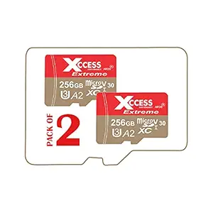 Xccess 256GB Memory Card,Micro SD Card,Class 10,Fast Speed for Smartphones, Tablets and Other Micro Slots wtih Data Transfer Best Combo Offer Pack of 2 (Brown-Red)