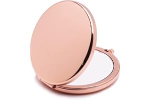 Meet-shop, Specchio Compatto,Portatile Specchio per Trucco 70 mm Compatto da Viaggio Specchio Specchio da Viaggio a due Lati Trucco per Viaggio, Lavoro, Bellezza, Trucco,Oro Rosa