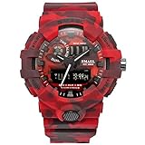 Adisaer Automatikuhr Herren Wasserdicht LED Militärisch Herrenuhr Tarnung Multifunktional Rot Outdoor Sportuhr Armbanduhr Automatikuhr