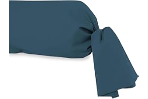 Soleil d'ocre, Taie de traversin en Coton 57 Fils 45x205 cm UNI Bleu Canard, par Soleil d'Ocre