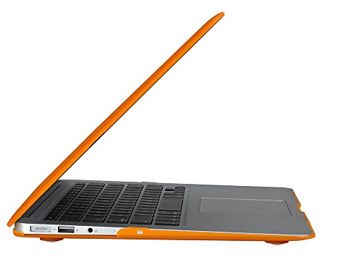 Topideal Schutzhülle, 3 in 1 Gummierte Matte, Seidenmatten, Satins, keramische Elemente, Schutzhülle für MacBook Air 33,8 cm (Modell: A1369 und A1466) + Tastatur-Cover + Displayschutzfolie orange EU/UK Keyboard Version - 3