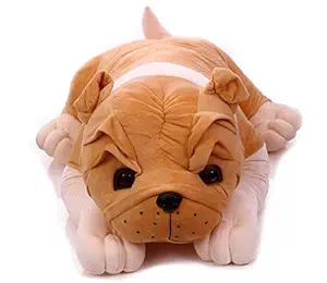 Babyjoys Stuffed Spongy Huggable Cute Lying Bull Dog Soft Toy (25 cm)