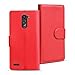 Produktbild Conie BW18166 Basic Wallet Kompatibel mit LG Leon, Booklet PU Leder Hülle Tasche mit Kartenfächer und Aufstellfunktion für Leon Case Rot
