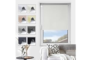 Grandekor Estores Enrollables Termica sin Taladrar Crema-Opaco 60x200, Aislante Termico Persianas Estor Opaco sin Perforación, Enrollable Blackout para Puertas y Ventanas con Cadena