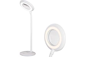 BAKAJI Lampada con Lente D' Ingrandimento 3 Diottrie con Luce Naturale LED 500Lm Accensione Touch e Braccio Flessibile Paralume Regolabile Girevole Batteria Ricaricabile USB per Estetista e Modellismo