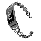 BZLine für Fitbit Charge 3 Watch Armband, Luxus Bling Edelstahl Metall Einstellbar Armband Strap Band Ersatz Uhrenarmband für Fitbit Charge 3