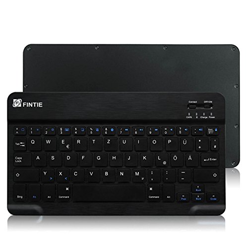 Fintie Ultradünn (4mm) drahtlos Bluetooth Tastatur Deutsche Keyboard für iOS (Apple iPad und iPhone,Neue iPad 9.7 Zoll 2017, iPad Pro 10,5 Zoll, iPad Pro 9.7, iPad Air 2, iPad Air, iPad Mini 1 / 2 / 3, iPad 2 / 3 / 4) Funktionstasten für iOS, 9-Zoll (Schwarz) - 2