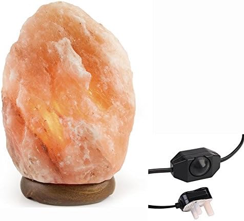 Himalayan Salt Lamp, Glow Natural Crystal Hand Carved Air Purifier Salt Lamp on Neem Wood Base