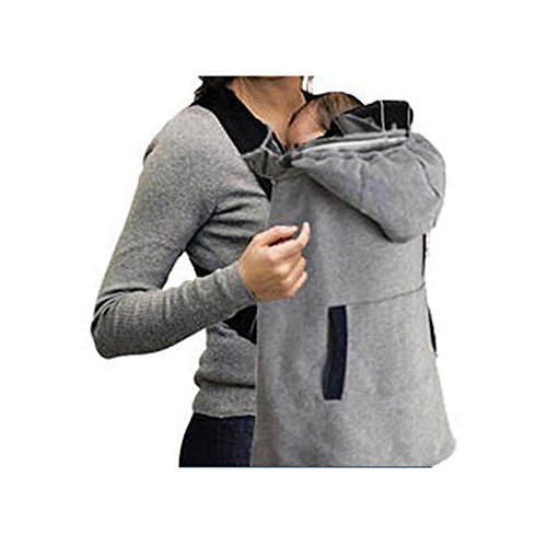 Zicac Comfortable Charpie Detachable Hood Blanket Cover with Pockets to Keep Hands Warm for Baby Sling Carrier Hipseat (Grey)