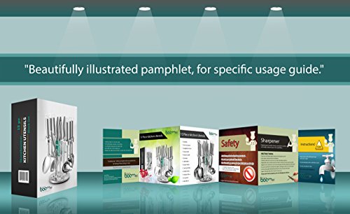 13 Stück Edelstahl Messer & Kochen Baustein gesetzt – mit Spatel, Löffel, Spaghetti Server, Suppe , Dessert Ladel Ladel, Skimmer, Koch, Brot, Carving, Utility, Schnitzel Messer, & Spitzer, Beste Küche Geschenk Idee. - 6