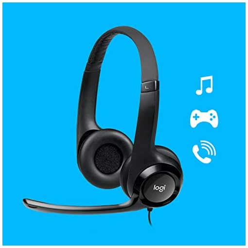 Logitech H390 Wired Headset for PC/Laptop, Stereo Headphones with Noise Cancelling Microphone, USB-A, in-Line Controls, Works with Chromebook - Black - Image 4