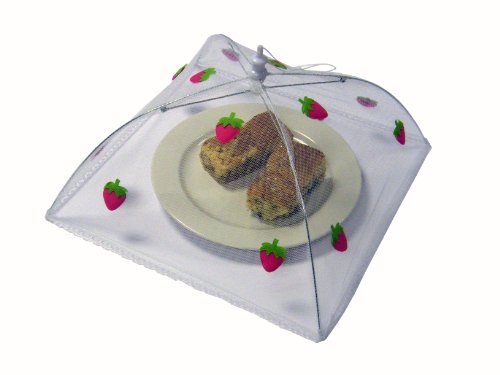 Epicurean Europe Fliegenhaube Erdbeer-Design, 30 x 30 cm, Polyester mit Zinkrahmen, Weiß / Pink / Grün - 3