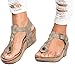 Produktbild TIFIY Pantolette Damen,Sommer Mode Zehentrenner Riemen Wedges Sandalen Plateauschuhe Badeschuhe Flip Flops Schuhe(Beige,EU 40)