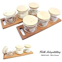 Echtholz Müslibar mit 3 Gläsern zur Aufbewahrung - Cerealien-Spender für Müsli, Nüsse, Körner o.ä. - Made in Germany - Handarbeit by FloMi Holzgestaltung