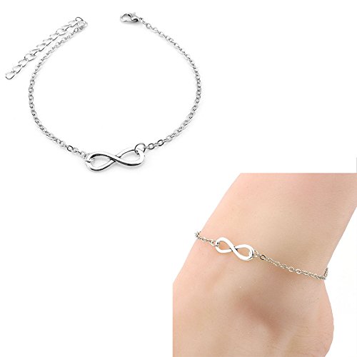 Horaire Fußkettchen Mode Einfach ∞ Symbol Anhänger Legierung FußSchmuck Frau Strand Fußkette Zubehör Ketten,21cm,Silber - 9
