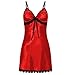 Produktbild ABsoar Lingeries Versuchung Dessous Damen Sexy Damen Satin Nachthemd Rückenfrei Nachtkleid Nachtwäsche V Ausschnitt Negligee Pyjama Babydoll Lingerie Dessous mit Spaghettiträger Unterwäsche