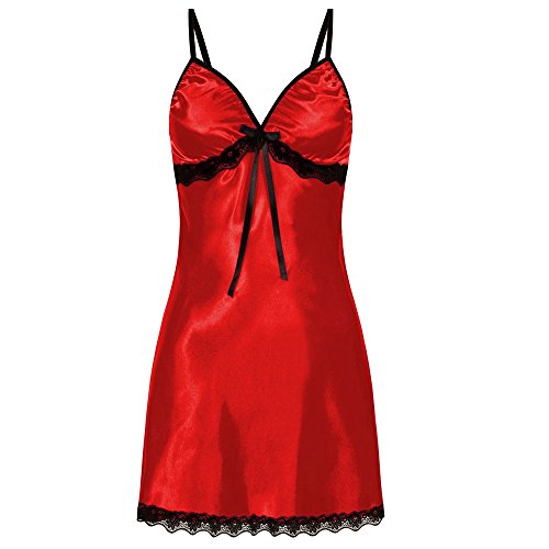 Preisvergleich Produktbild ABsoar Lingeries Versuchung Dessous Damen Sexy Damen Satin Nachthemd Rückenfrei Nachtkleid Nachtwäsche V Ausschnitt Negligee Pyjama Babydoll Lingerie Dessous mit Spaghettiträger Unterwäsche