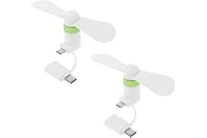 Cuifati 2 Pack -Handy-Fan, 2 in 1 Tragbarer Handy-Fan-Taschen-Fan-Reise Ventilatoren Schnelle Kühlung für den Sommer Im Freien, für Smartphone-Tablet mit Micro-USB-und Typ-C-Schnitts