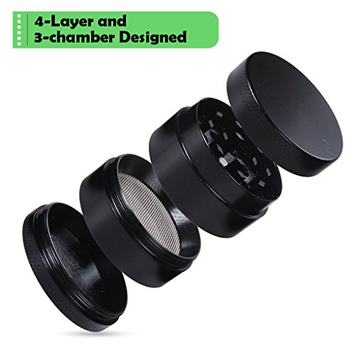 edealing (TM) Mini 4 Schichten Legierung Metall Tabak Crusher Hand Muller Smoke Herbal-Kraut-Schleifer (Schwarz) - 2