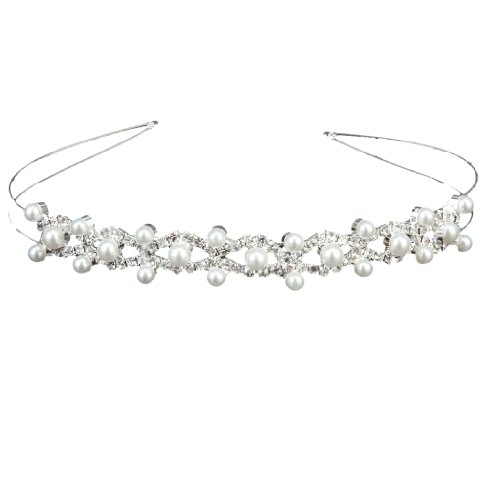 Preisvergleich Produktbild Tiara Hochzeitsfeier Brautjungfer Blumenmädchen Kristall Doppelte Perlenstirnband Krone