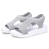 Moserian Damen Damen Schuhe Atmungsaktiv Komfort Aushöhlen Lässige Wedges Tuch Schuhe Sandalen