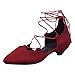 Produktbild B-commerce Damenschuhe Wildleder Pointed Toe Tanzschuhe Große Knöchelriemen Schnürschuhe Sommersandalen