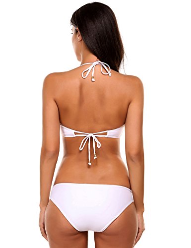 Ekouaer Frauen Freisteller Neutraler Hintergrund Vintage Style Pin Up Zwei Stück Badeanzug Bikini Set - 3