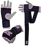 Evo Ladies Pink Elasticated Gel Gloves Boxing Wrist Wraps Support Straps MMA Bag Inner Glove (Small/Medium)