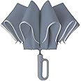 PRIME PICK Compact Travel Umbrella With Reflective Strip, Carabiner Handle Windproof & UV Protection Anti-Slip Handle Lightweight 95% UV Block for Men, Women & Kids Ideal for Rain & Sun Coverage