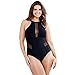 Produktbild Damen Bikini, LUCKYCAT Plus Größ Split Badeanzug Push Up Bandeau Sports Strand Bademode Swimsuit Tankini Beachwer High Waist Hohe Taille Plus Size Shorts Oberteil Tops Bottoms Set (Schwarz, X-Large)