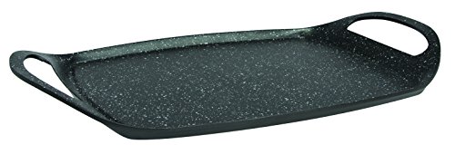 Menastyl Cuisson 7364000 Plancha Effet Pierre Silex Aluminium Fonte Noir 46,8 x 31 x 4,59 cm Tous Feux dont Inductions