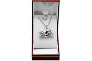 Pendentif grosse moto sportive en argent massif véritable poinçonné 925 Rhodié avec chaine 55cm et écrin prêt à offrir ASCALIDO®