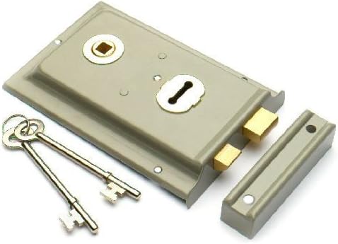 Surface Fixing Flanged Rim Lock Sashlock 6 x 4" Grey