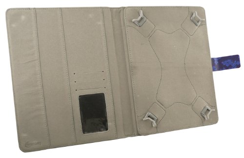 Emartbuy® Blau Eingabestift + Universalbereich Vintage Floral Blau Multi Winkel Folio Executive Case Cover Wallet Hülle Schutzhülle mit Kartensteckplätze Geeignet für Asus Transformer Pad TF303CL 10.1 Zoll - 4