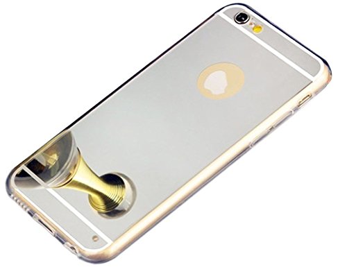 iPhone 7 Hülle, iPhone 7 Spiegel Hülle Mirror Case, Ukayfe Spiegel TPU Schutzhülle Silikon Handyhülle Tasche Case Cover für iPhone 7 Rose Gold Plating Silikon Schutzhülle Luxus Glänzend Shiny Kristall Strass Rahmen Slim TPU Handy Gehäuse Hülle Ultradünnen Weiche Soft TPU Telefon-Kasten Handyhülle Mirror Spiegelnd Make Up Protective Case Cover Bumper für iPhone 7 4.7 Zoll- Silber - 3