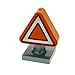 Produktbild 1 x Lego Duplo Verkehrs Zeichen Schild orange Motivstein Dreieck 1x3x2 bedruckt Warndreieck auf Ständer klein 42025pb01 4375