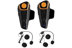 QSPORTPEAK Auriculares Intercomunicador Bluetooth para Casco de Motocicleta Moto Intercom Headset BT-S2 (Manos Libres/Water Resistant/Radio FM/Música del Teléfono/GPS/Alcance 800M)