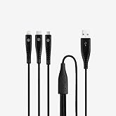 Mojue by Ttec Trio Şarj Kablosu USB-A - USB-C/Lightning ile Uyumlu/Micro USB 150cm - Siyah ((2 yıl Ttec garantilidir)