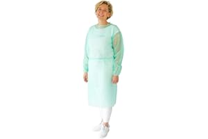 ARNOMED Batas desechables sanitarias PP, bata hospital paciente verde mujer/hombre M (115x137cm), 10 uds. batas quirurgicas desechables, bata desechable sanitaria 23 g/m², textil sin tejido de PP