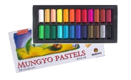Non Toxic Soft Pastel Set of 24 Assorted Colors Square Chalk by Mungyo Pastel 24