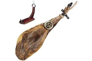 ESPAGNE GOURMET Jambon Ibérique Pata Negra Cinco Jotas 5J Bellota 6,5-7 kgs - 100% ibérique + support + couteau