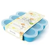 Baby Food Storage by Mushy Mushy, 9 Easy To Remove Pots, Durable Silicone Freezer Trays with Recipe eBook, Great Container for weaning, Lifetime Guarantee (Blue)