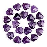 Xiannvxi 20 Pcs Amethyst Crystal Heart Stones Natural Amethyst Crystal Stones Healing Gemstones Reiki Purple Crystals Amethyst Gifts For Meditation Balancing