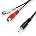 Produktbild "BestPlug" 5 Meter Y Audio RCA AUX IN OUT Kabel Verteiler Splitter Weiche / 2 L-R Cinch Buchse Kupplung weiblich auf 1 3,5mm Stereo Klinke Stecker männlich / Schwarz