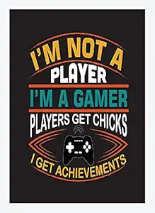 BIRDS MIND Synthetic Wood Wall Hanging I Am Not Player Game Quotes Photo Framed Poster for Living Room Home D?cor Boys Girls Room Wall Frames L x H 9.5 Inches x 13 Inches