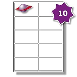 10 Per Page/Sheet, 5 Sheets (50 Sticky Labels), Label Planet® White ...